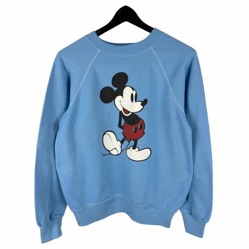 Vintage 1980s Disney Mickey Mouse Light Blue Cartoon Sweatshirt Size M